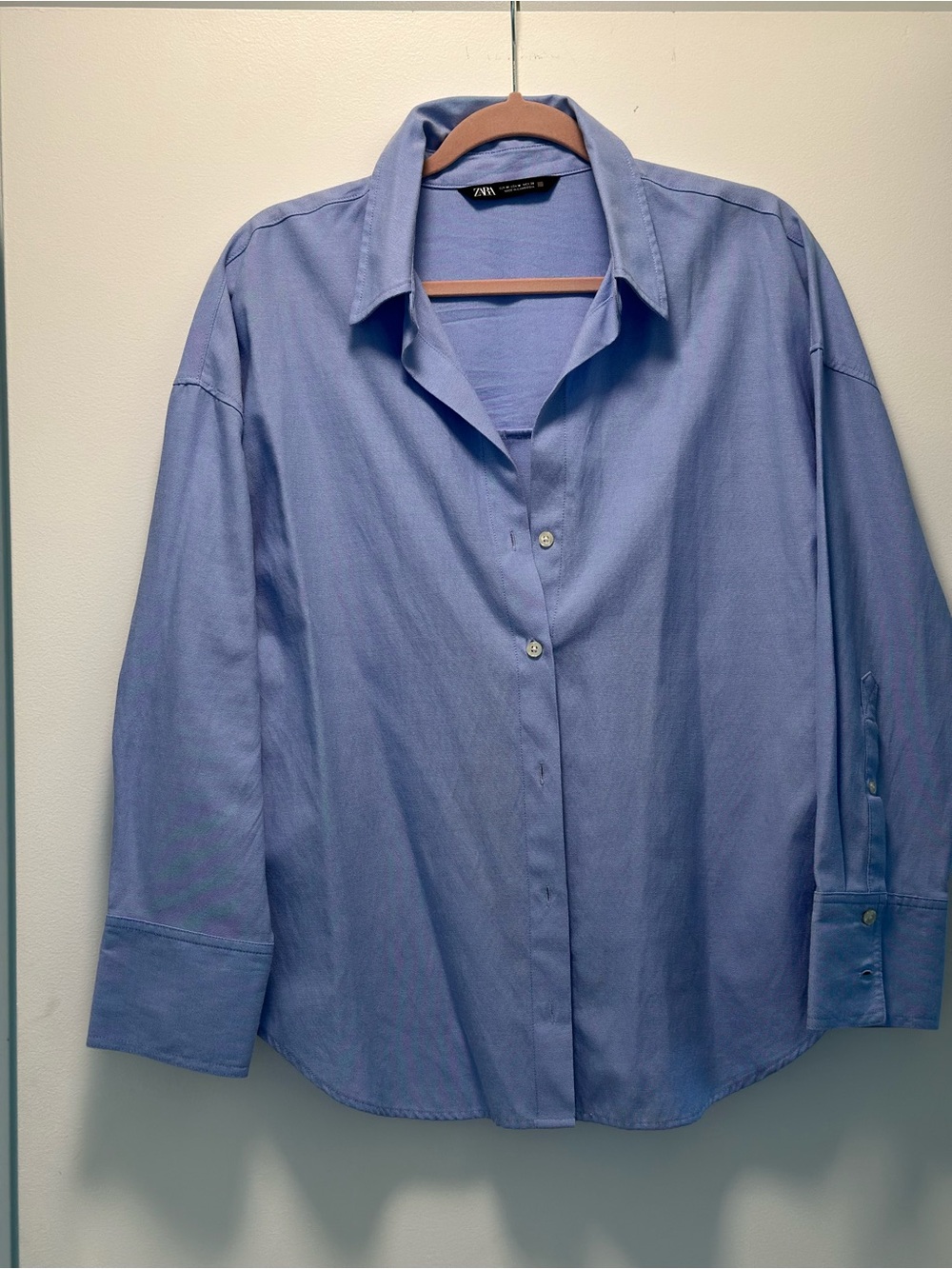 Zara Light Blue Oversized Button Down Shirt Size M